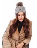 Winter hat with a shimmering thread and cappuccino braids C49 - Online store - Boutique